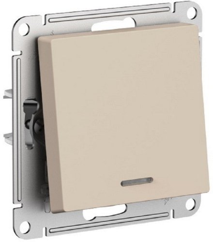 Выключатель с подсветкой без рамки Systeme Electric AtlasDesign 1-кл. песочный картинка